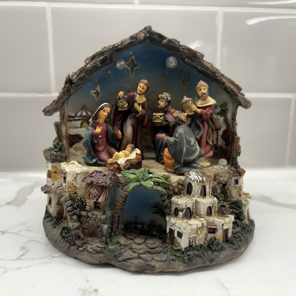 Vtg Gemmy Nativity Scene Lights Up Christmas Epiphany Story Jesus 5" Works